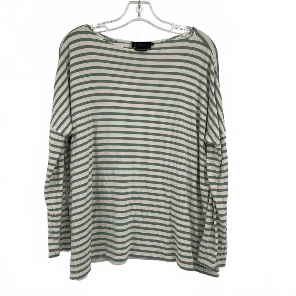 Hatch White & Green Striped Long-Sleeve Tee | Women’s Regular Size 2 in Portugal
